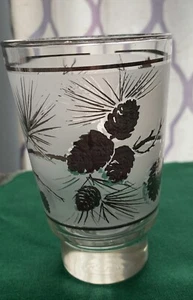 Vintage Libbey Silver Pine Cone Leaves Juice Glass - Picture 1 of 5
