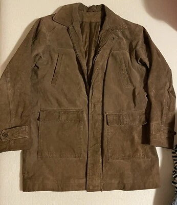 Chaqueta J Knightsbridge Abrigo Pequeño Gamuza Marrón Cuero Genuino LEER DESCRIPCIÓN Foto 1 de 4