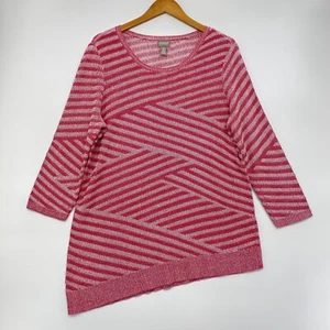 Chico’s Women’s Knit Tunic Size 3 U.S. XL Pink Abstract Stripe Pattern Stretch - Picture 1 of 10