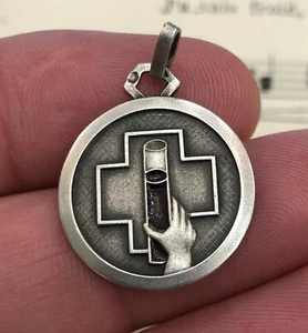 Antique French Sterling Silver 800 Enameled Medal Blood Type AB+ c1940 - Picture 1 of 3