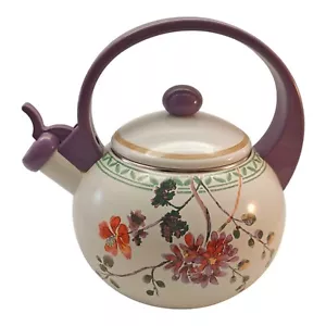 Villeroy & Boch Floral Tea Kettle Enamel White Lavender - Picture 1 of 12