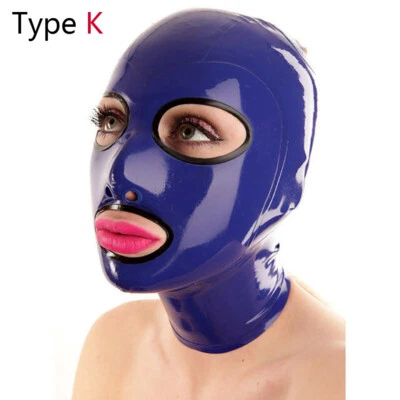Latex Hood Open Eyes and Mouth for Catsuit Rubber Mask Costume Club Wear Cosplay - Image 1 of 4