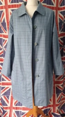 Womens Danimac Coat Size Large Light Blue Checked Jacket 65% Polyester 35%... - Image 1 of 4