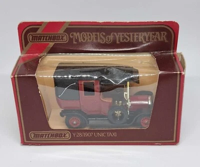 MATCHBOX LESNEY SERIE MODELS OF YESTERDAY Y-28 1/42 UNIC TAXI 1907 ROUGE - Photo 1/4
