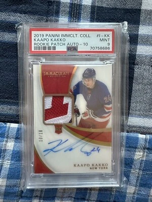 Kaapo Kakko 2019 Panini Immaculate Collection RPA / 10. PSA 9. - Image 1 of 2