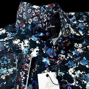 Robert Graham Geometric Colorful Floral Bold Black Short Sleeve Sport Shirt XL - Picture 1 of 13