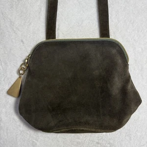Vintage Olive Green Suede Shoulder Bag, by 80s Designer SHARIF - Picture 1 of 9