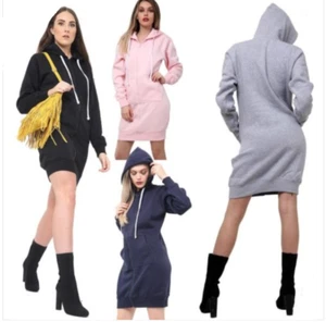 Women Ladies Long Hooded Hoodie Zip Up Pocket Jumper Fleece Coat Sweatshirt top - Picture 1 of 17