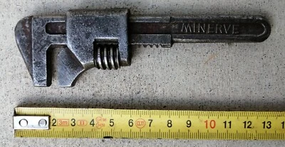 T1- OLD TOOL Outil ancien Clé à molette MINERVE Vélo MOTO 130mm de long - Photo 1/4