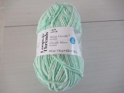 LOOPS AND THREADS. SKINNY CHENILLE.  GREEN  STRIPE - Image 1 of 2