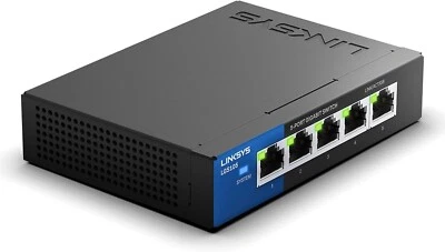 Linksys LGS105 Business 5-Port Desktop Gigabit Ethernet Network Unmanaged Switch - Image 1 of 2