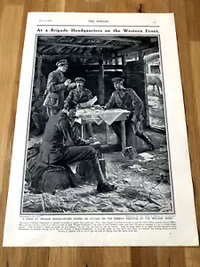 at a brigade headquarters - western front ww1 full page print from the sphere ! - Picture 1 of 3