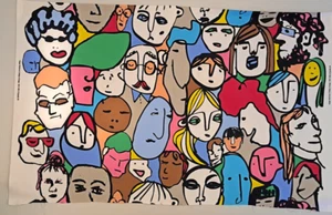 Ikea Gulvi Gesichter Stoff Beckmans College of Design 2010 1 Yard 36" x 59" Schweden - Bild 1 von 3