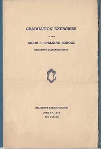 1936 Graduation Program JF Spalding School At Salisbury Parish Church Ma Mass - Picture 1 of 3