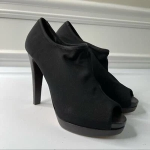 Stuart Weitzman black gauze peep toe stiletto booties ankle boots size 8.5 - Picture 1 of 7