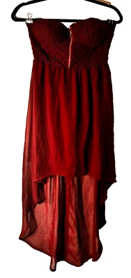 Vestido Poesía Alto Bajo Sin Tirantes Cóctel Fiesta Chifón Encaje | Mujer Talla XS Foto 1 de 4