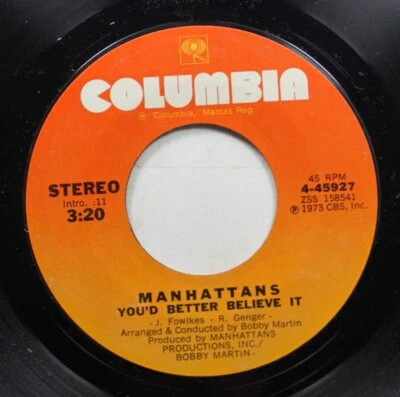 Soul 45 Manhattans - You'D Better Believe It / Soul Train On Columbia Foto 1 de 2