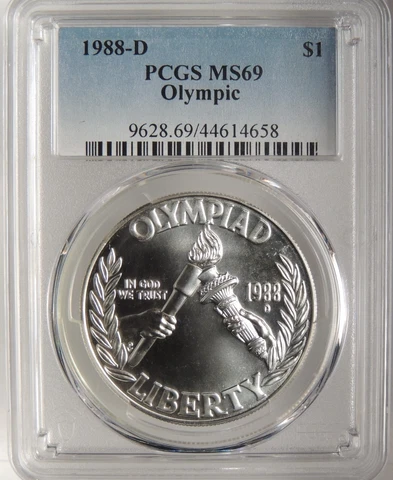 1988-D $1 OLYMPIC COMMEMORATIVE SILVER DOLLAR PCGS MS69 #44614658 Cover