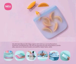 Tupperware Ultimate Silicone Slim Bag M 980 ml azul bolsa con cremallera - Imagen 1 de 1