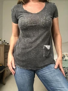 Grey Short-sleeved Designer T-shirt by Religion UK Size 10 - Picture 1 of 4
