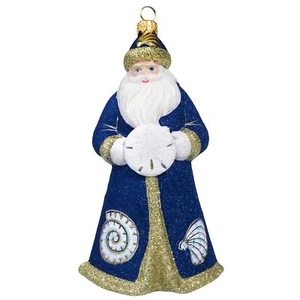 Glitterazzi Beachy Santa Polish Glass Christmas Ornament - Picture 1 of 3
