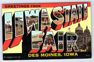 Iowa State Fair Des Moines Iowa Large Letters Letter Linen Postcard B001 - Picture 1 of 2