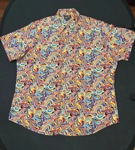 Cremieux Mens Premium Buttoned Shirt All Over Print Psychedelic Pattern-Size 2XL - Picture 1 of 11