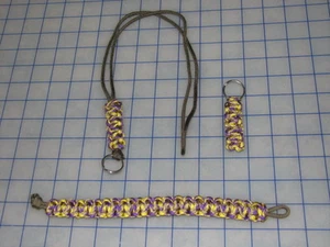 *9" bracelet lanyard keychain set cobra paracord purple/yellow survival prepper - Imagen 1 de 1