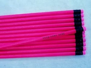 12 matite personalizzate rotonde "ROSA NEON" - Foto 1 di 1
