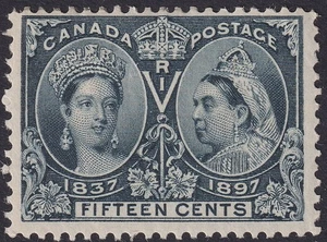 Canadá 1897 QV Jubilee 15c pizarra como nueva SG132 gato £140 - Imagen 1 de 2