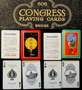 c1928 High Grade Art Deco Antique Playing Cards Congress 606 USPCC Bridge Decks - Picture 1 of 19