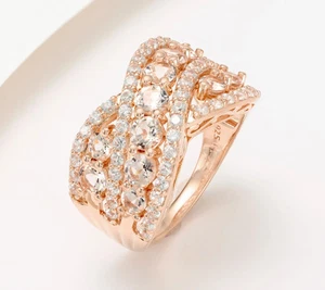 Affinity Edelsteine Sterlingsilber Roseclad Morganit Highway Ring, Größe 8 - Bild 1 von 1