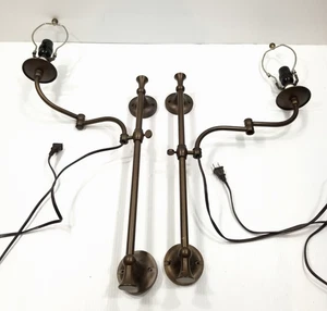Set 2 Bedside Reading Swing Arm Wall Mounted Plug in Lamps Steampunk Industrial - Picture 1 of 20