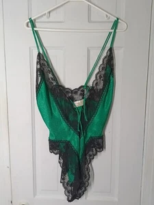Vintage 90s Victoria's Secret emerald green Teddy Gown Lingerie nighty M C3 - Picture 1 of 5