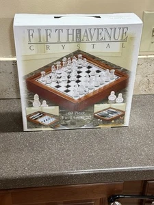 Fifth Avenue Crystal 3 in 1 Game Set Chess Checkers Backgammon - Picture 1 of 3