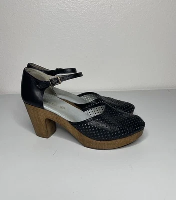 Eric Michael Sadie Mary Jane Block Heel Perforated Leather Clogs EU 41 US 10.5 - Image 1 of 4
