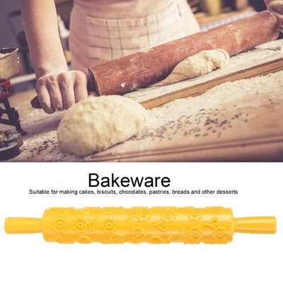 (Flower Pattern)Fondant Cake Embossing Rolling Pin Baking Dough Roller - Image 1 of 4
