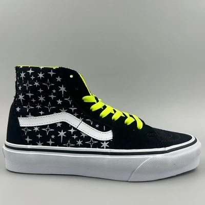 Vans Sk8-Hi Black Star Women Size 6.5 High Top Neon Suede Skate Shoes NEW - Image 1 of 4