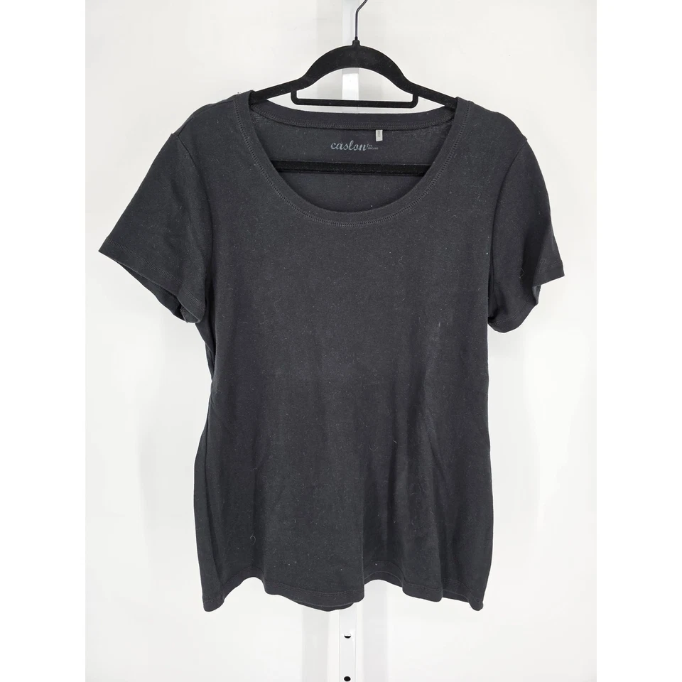 Camiseta Caslon Mujer Talla 1X Manga Corta Algodón Negro Sólido Foto 1 de 4