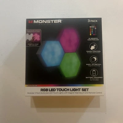 Monster - Multi-Color LED Touch Light Modular - 3 Pack w/Wall Mount & Remote - Image 1 of 3