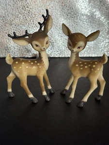vintage set of plastic deer/ Fawn Figurines 4” Tall - Picture 1 of 7