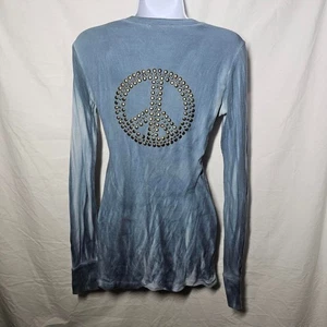 Vintage y2k Blau Peace Zeichen Boho Langarmshirt - Bild 1 von 4