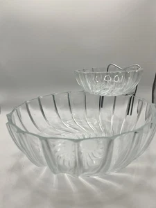 Vintage Indiana Crystal Glass Rhythm 3 Pc Chip Dip Set In Original Box USA - Picture 1 of 8