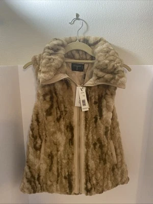 TAHARI Faux Fur Lt. Mink Beige Vest! NWT Sm/Petite E1 - Image 1 of 4