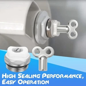 10 Pcs Radiator Exhaust Valves Nickel Plated Copper with Zinc Alloy Wrench Set - Picture 1 of 8