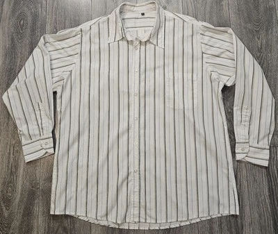 Camisa Western Vintage Manga Larga Rayas Blanca 100% Algodón Hecha en EE. UU. Para Hombres 2XL Foto 1 de 4