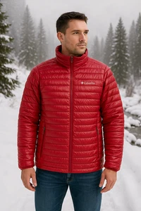 COLUMBIA RED 740TD Men’s  TURBO DOWN PUFFER JACKET  SIZE L - Picture 1 of 11