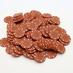 JOB LOT - 125 x BROWN Suited, 12g ABS Poker Chips - USED Once for ART PROJECT - Picture 1 of 4