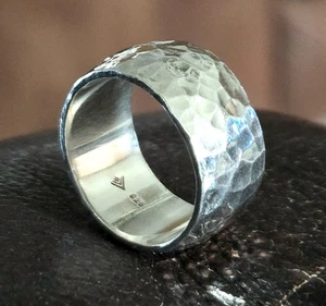 Silpada Ring Size 8 Hammered Sterling Silver Cigar Band Cuff  R1343 - Picture 1 of 11