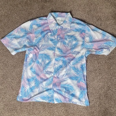 NWT Mens Nike Dri-FIT Button Up Shirt Small Tropical Print Golf DO6165-629 - Image 1 of 4